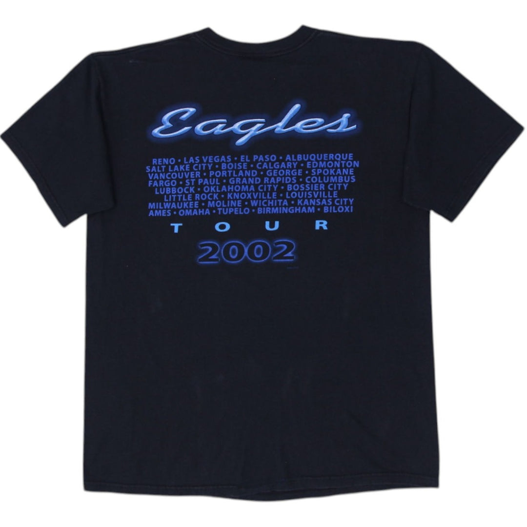 Vintage Eagles "Hotel California" Tour 2002 Black Graphic T-Shirt Large | Migration_T-Shirts - Side View | Fashion Rerun