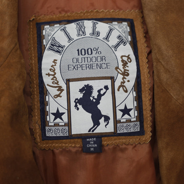 Vintage Ladies Western Winlit Cowgirl Fringe Jacket Brown Leather Suede M