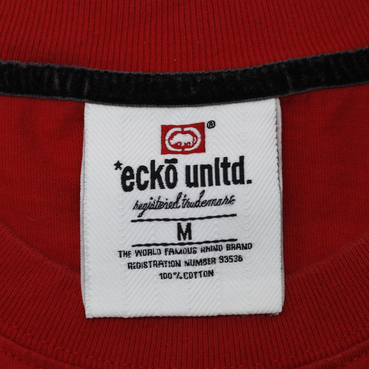Y2K Mens Ecko Unltd. Classic Red Rhino Logo Graphic T-Shirt Size M