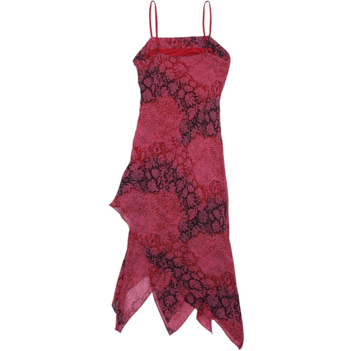 Y2K Ladies Eva Blue Dress Floral Pattern Asymmetric Hem