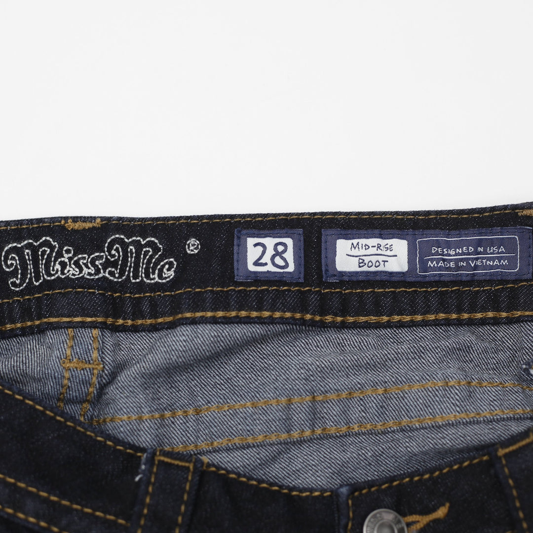 Y2K Ladies Miss Me Mid-Rise Bootcut Denim Jeans Size 28