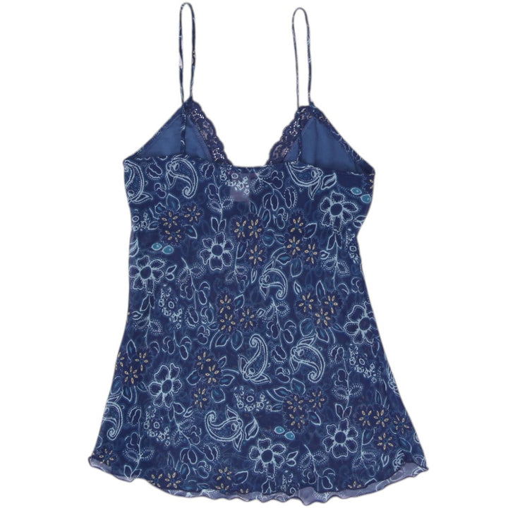 Y2K Ladies Lola Cami Floral Paisley Lace Trim Spaghetti Strap Tank Top Size M