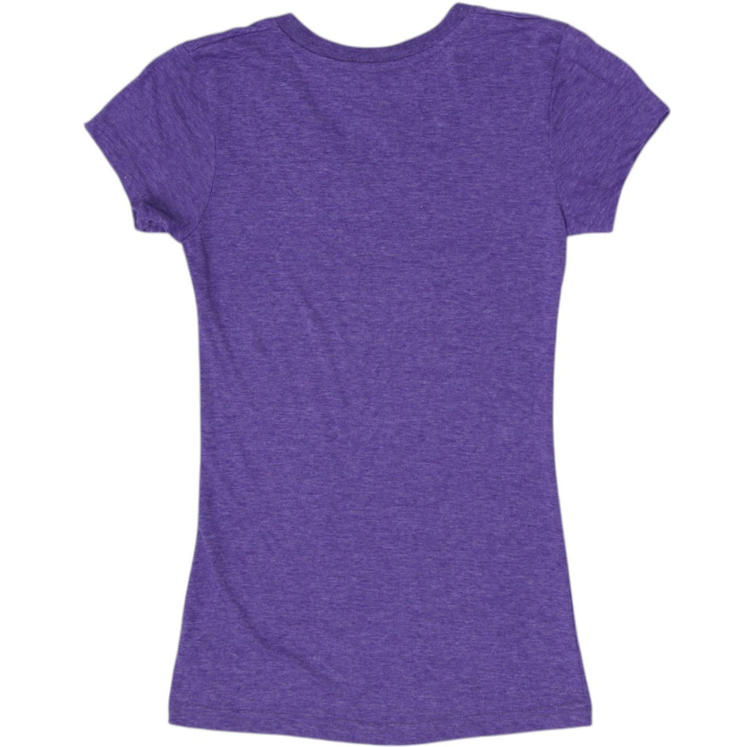 Y2K Ladies Initial Attraction Heather Purple Québec V-Neck T-Shirt Size XS