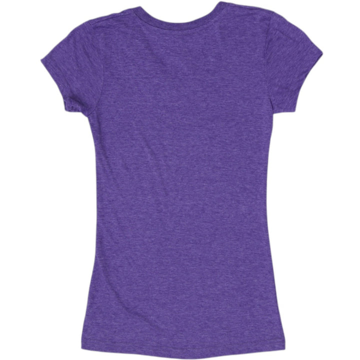 Y2K Ladies Initial Attraction Heather Purple Québec V-Neck T-Shirt Size XS