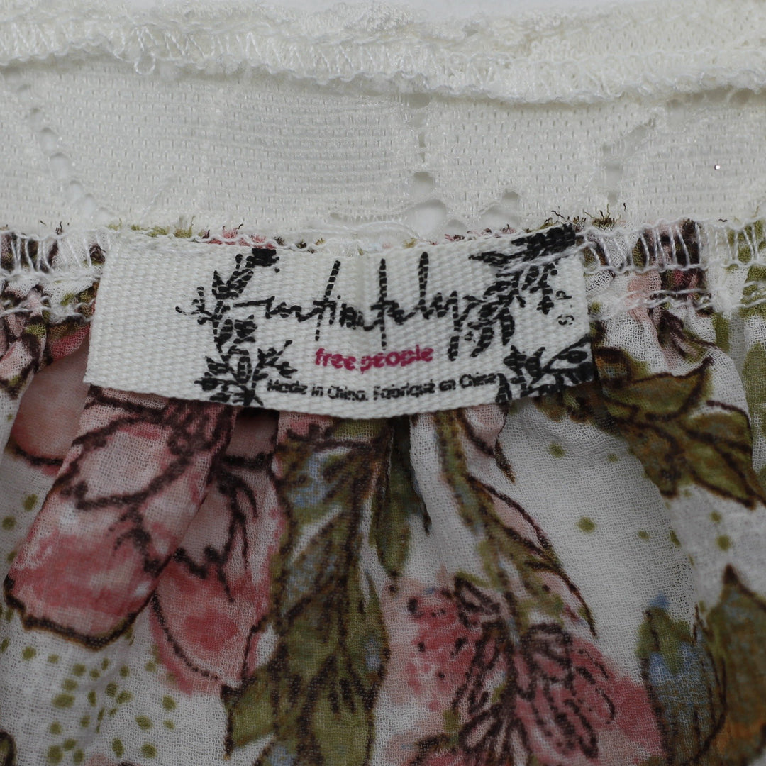 Y2K Ladies Intimately Free People Floral Lace Trim Ruffle Hem Boho Cami Top S