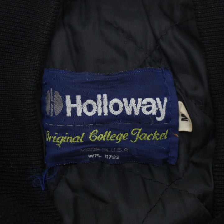 Vintage Holloway ABC Sports College Football Varsity Jacket-Valvoline Racing Black & Wool Leather Made in USA - Fashion Rerun Vintage Migration_Jacket