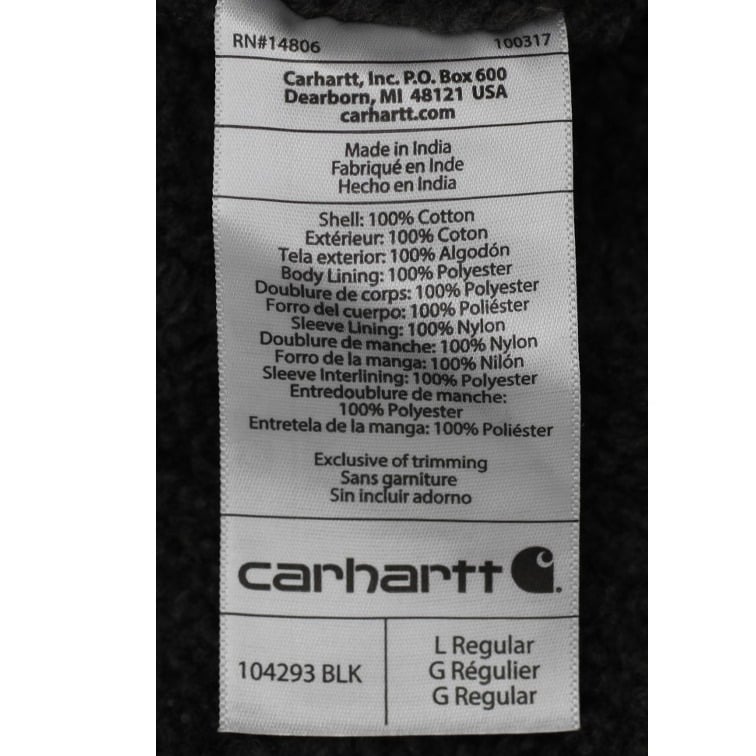 Mens Carhartt 104293 BLK Sherpa Lined Full Zip Jacket