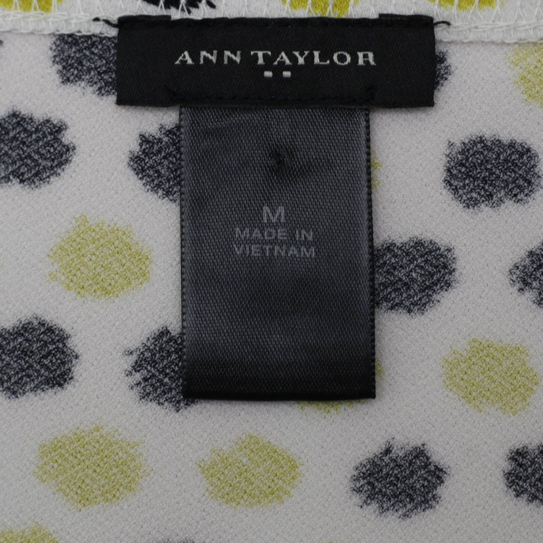 Y2K Ladies Ann Taylor Dot Print Tank Top Lime Green Black Sleeveless Size M