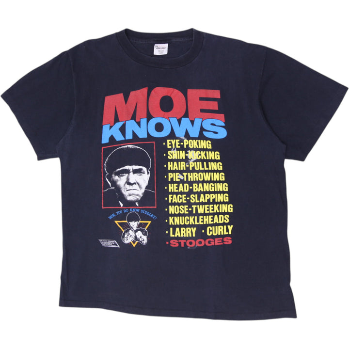 Vintage 1990 Moe Knows The Three Stooges T-Shirt Size XL
