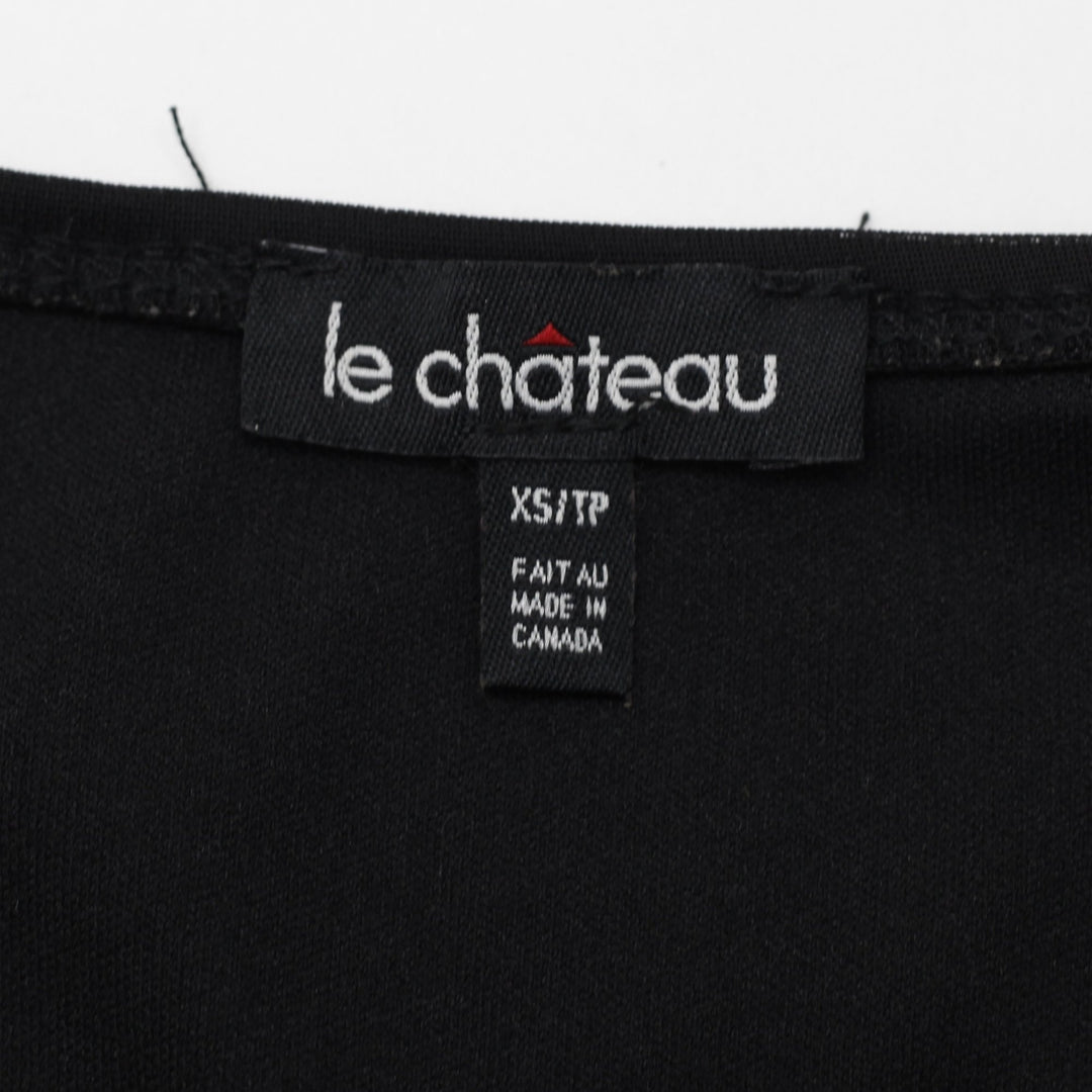 Y2K Ladies Le Chateau Black Mesh Asymmetrical Dress Handkerchief Hem Size XS
