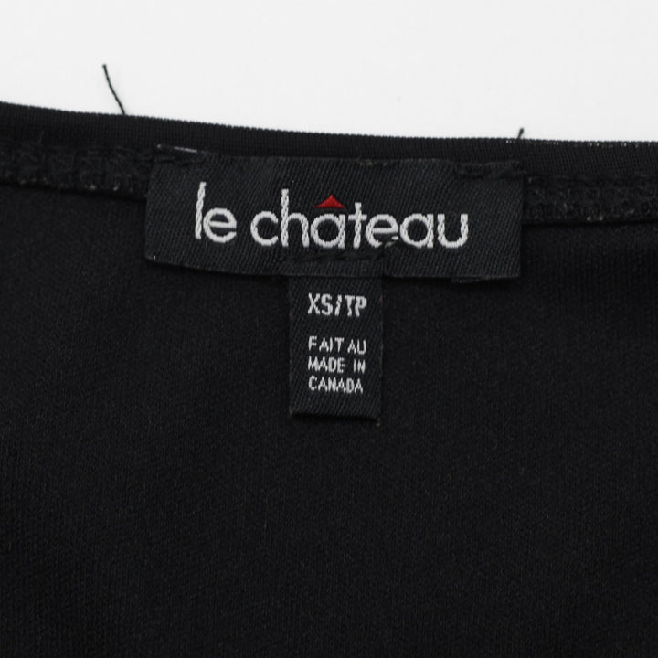 Y2K Ladies Le Chateau Black Mesh Asymmetrical Dress Handkerchief Hem Size XS