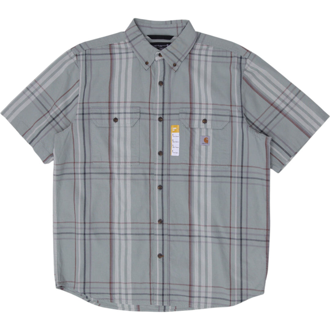 Mens Carhartt Loose Fit Plaid Short Sleeve Button Up Shirt Size L