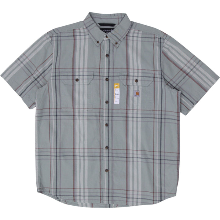 Mens Carhartt Loose Fit Plaid Short Sleeve Button Up Shirt Size L