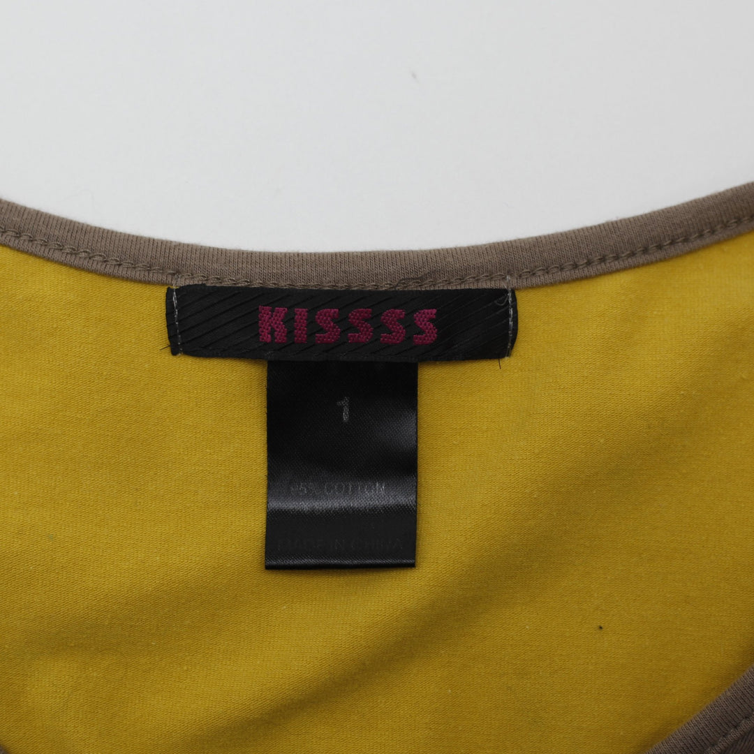 Y2K Ladies Kiss Brown Graphic Long Sleeve To Size 1