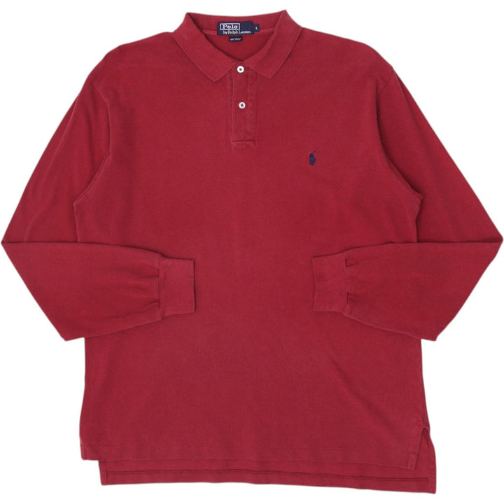 Vintage Polo By Ralph Lauren Men's Long Sleeve Polo T-Shirt Red Size L