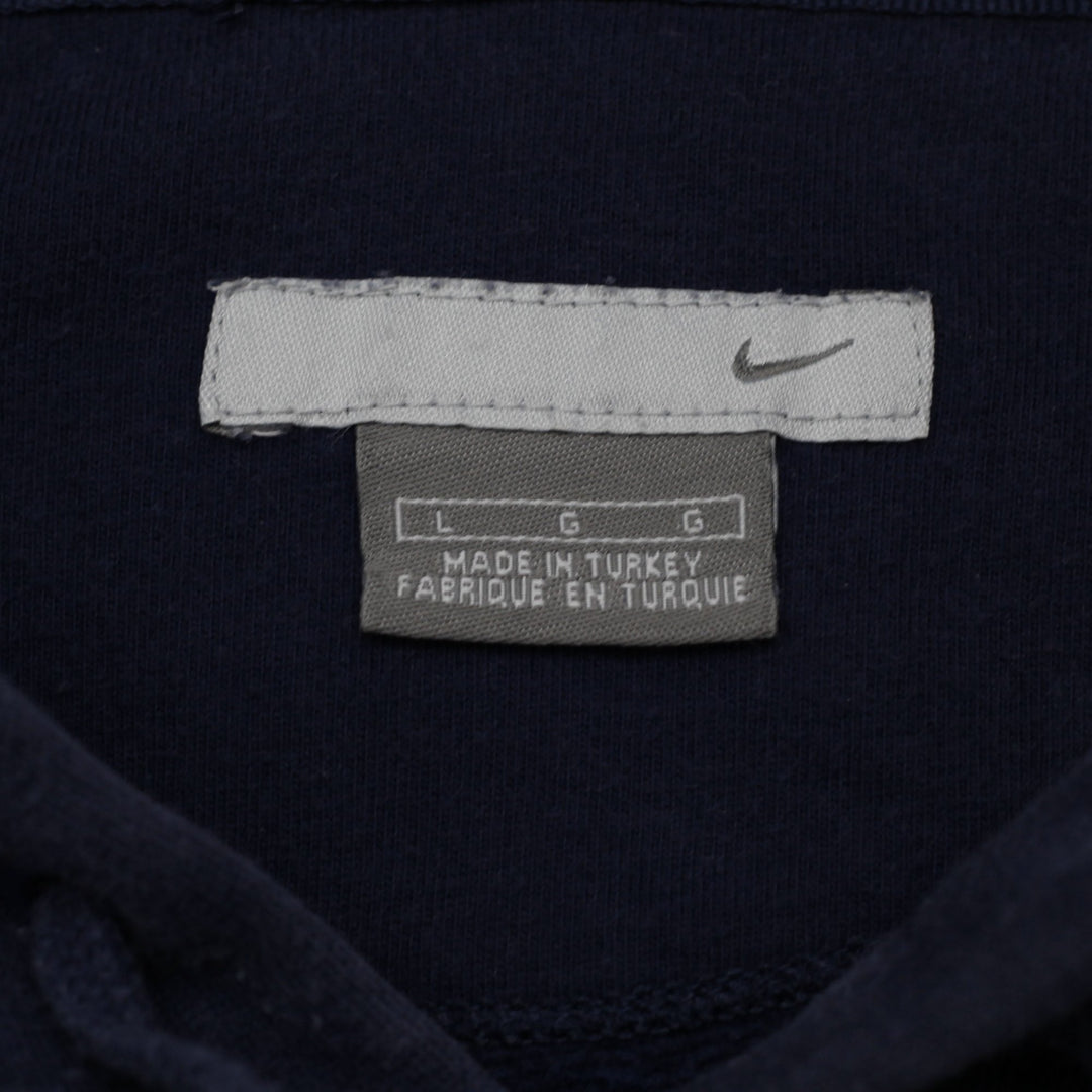 Vintage Mens Nike Hoodie Navy Blue Sweatshirt Swoosh Logo Pullover Size L