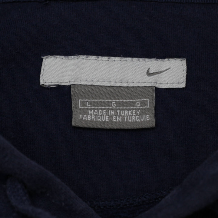 Vintage Mens Nike Hoodie Navy Blue Sweatshirt Swoosh Logo Pullover Size L