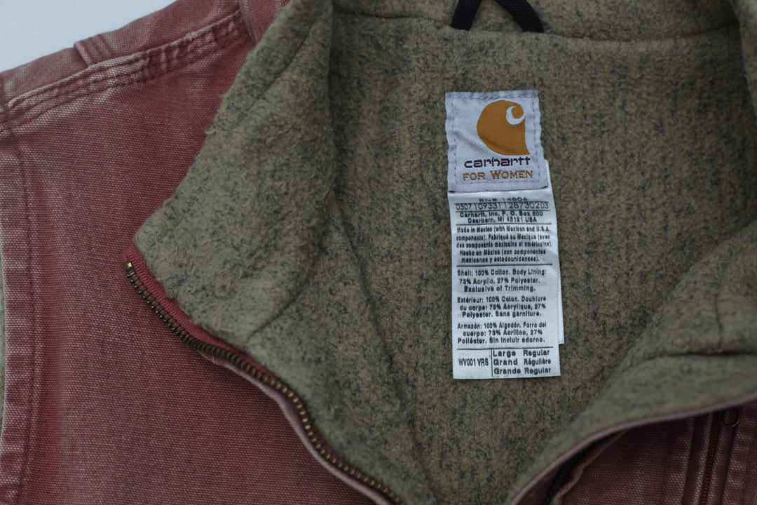 Ladies Carhartt WV001 VRS Faded Pink Fleece Lined Duck Vest