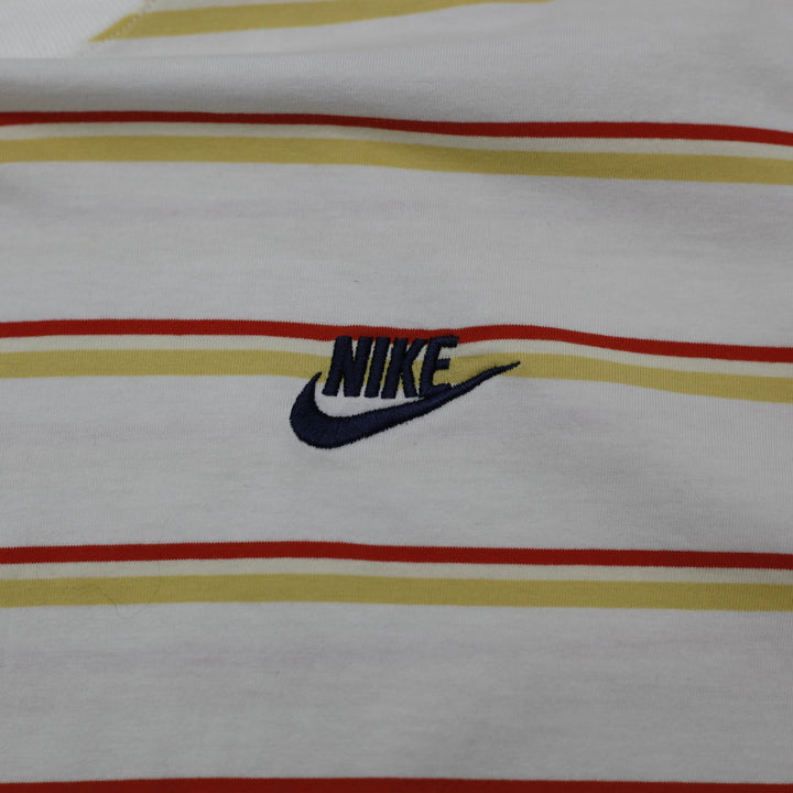 Mens Nike Sportswear Striped Embroidered Swoosh Logo T-Shirt Size XL