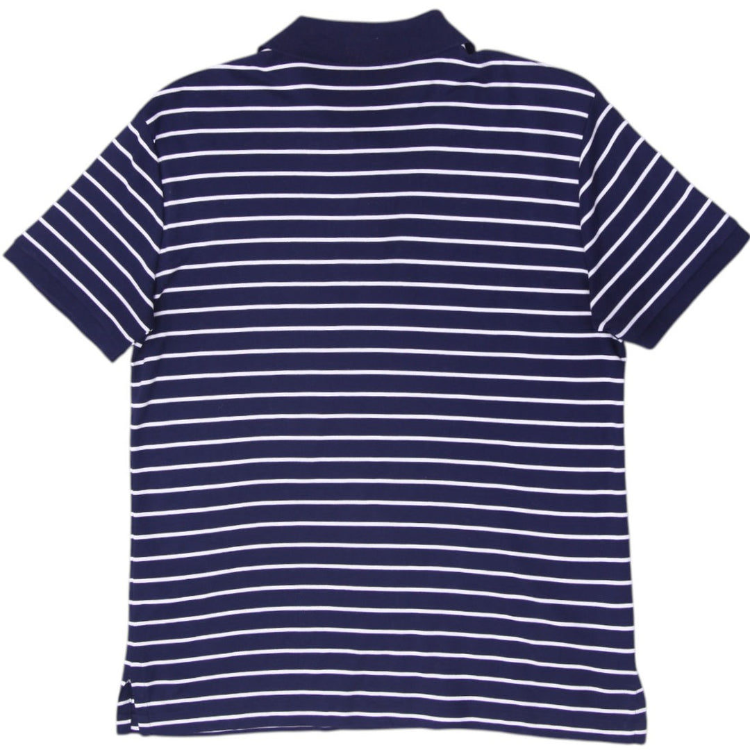 Mens Polo Ralph Lauren Slim Fit Navy Striped Polo T-Shirt Size L
