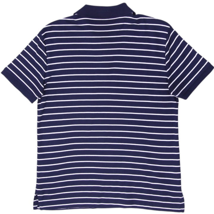 Mens Polo Ralph Lauren Slim Fit Navy Striped Polo T-Shirt Size L