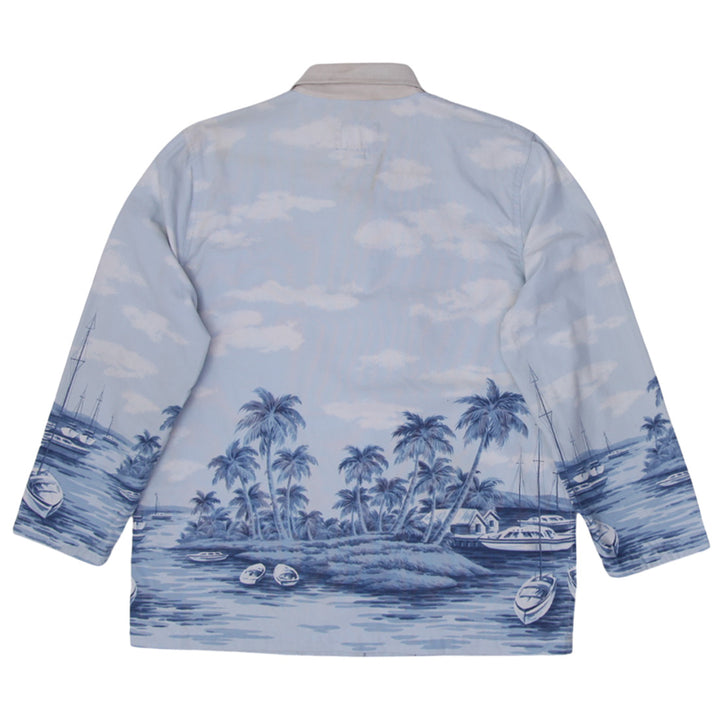 Ladies Ralph Lauren Naval Supply Beach Print Barn Coat Tropical Blue