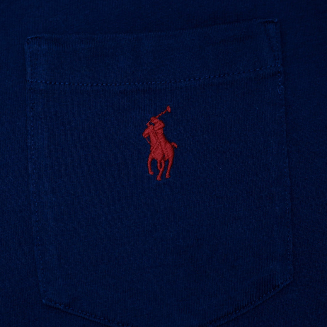 Mens Polo Ralph Lauren Navy Blue Pocket T-Shirt Embroidered Red Pony Logo XL