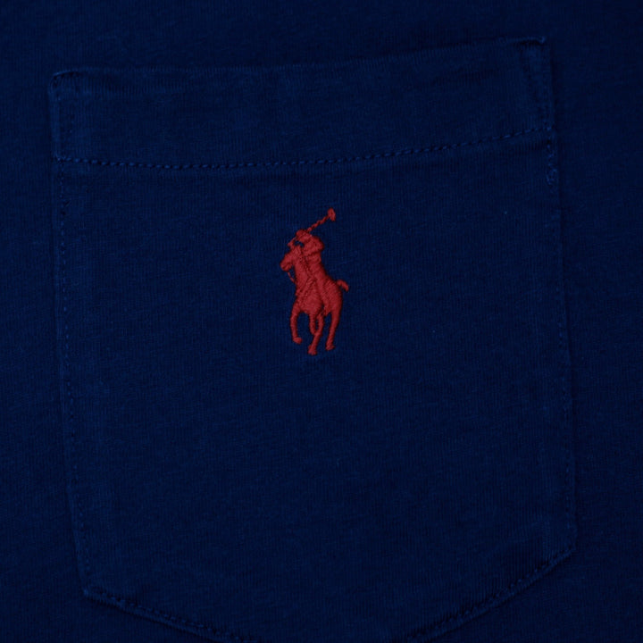Mens Polo Ralph Lauren Navy Blue Pocket T-Shirt Embroidered Red Pony Logo XL