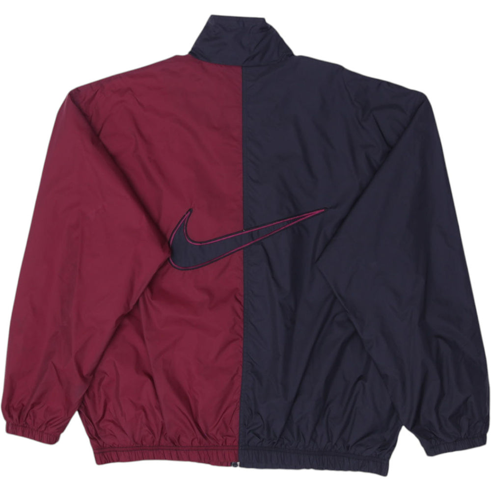 Vintage Nike Windbreaker Jacket Maroon Navy Swoosh Lightweight XL | Migration_Jackets - Side View | Fashion Rerun