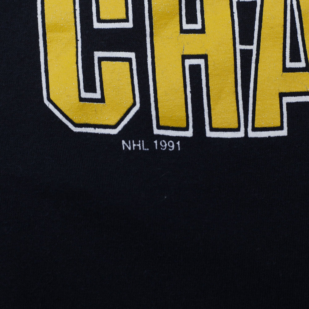 Vintage 1991 Pittsburgh Penguins Stanley Cup Champions T-Shirt Size L