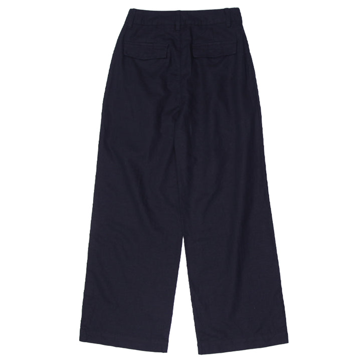 Ladies Gap Pleated Linen Navy Wide Leg Pants