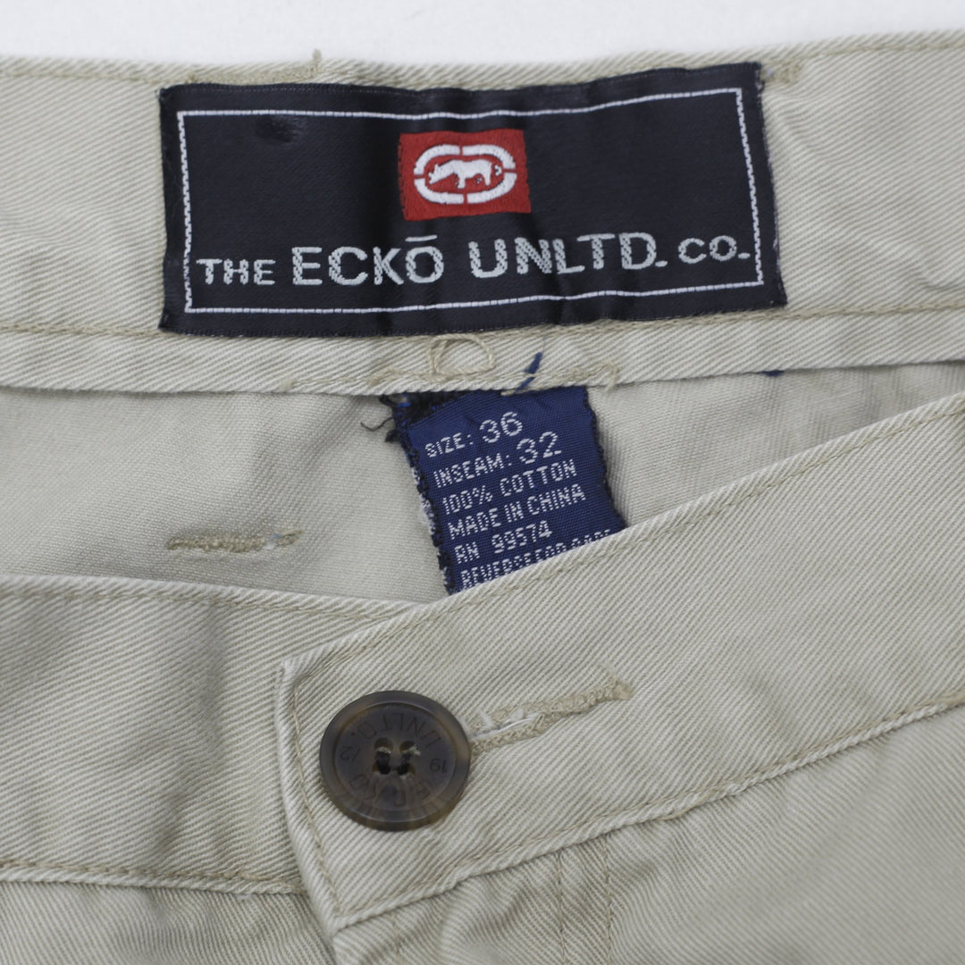 Mens Ecko Unltd Cargo Pants Khaki Cotton Utility Pockets Size 36