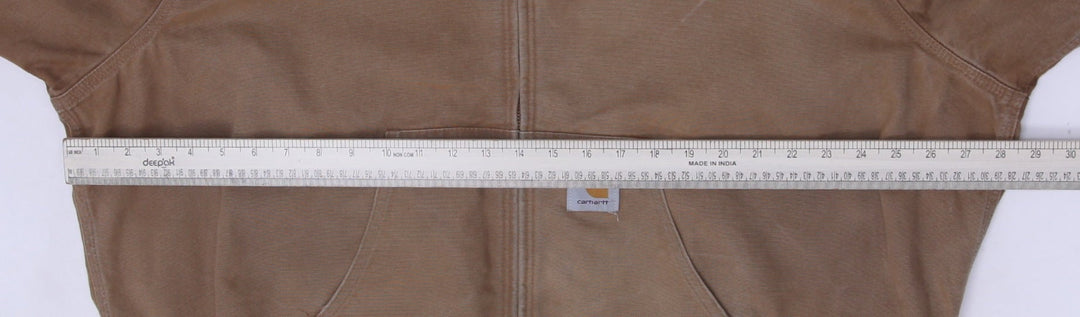 Vintage Mens Carhartt Hoodie Brown Full Zip Workwear Jacket Size XXL