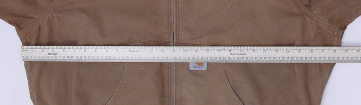 Vintage Mens Carhartt Hoodie Brown Full Zip Workwear Jacket Size XXL