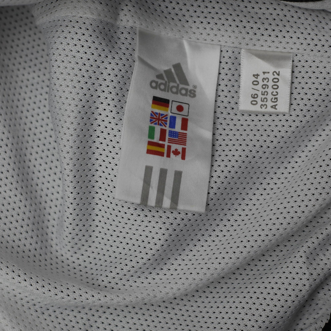 Vintage Adidas V-Neck Windbreaker Pullover Black White Striped Jacket Size M | Migration_Jackets - Detail Vie | Fashion Rerun