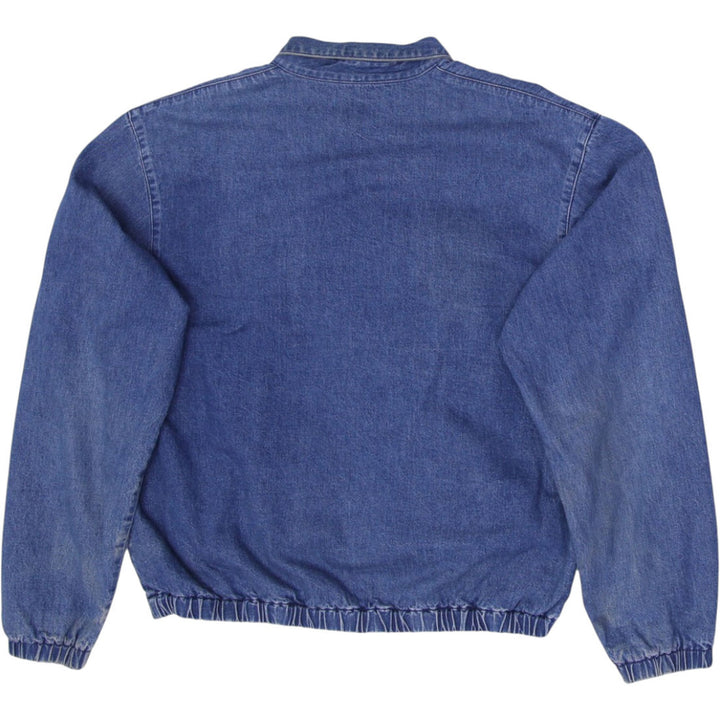 Vintage 90s Polo Ralph Lauren Distressed Denim Zip Harrington Jacket With Red Lining