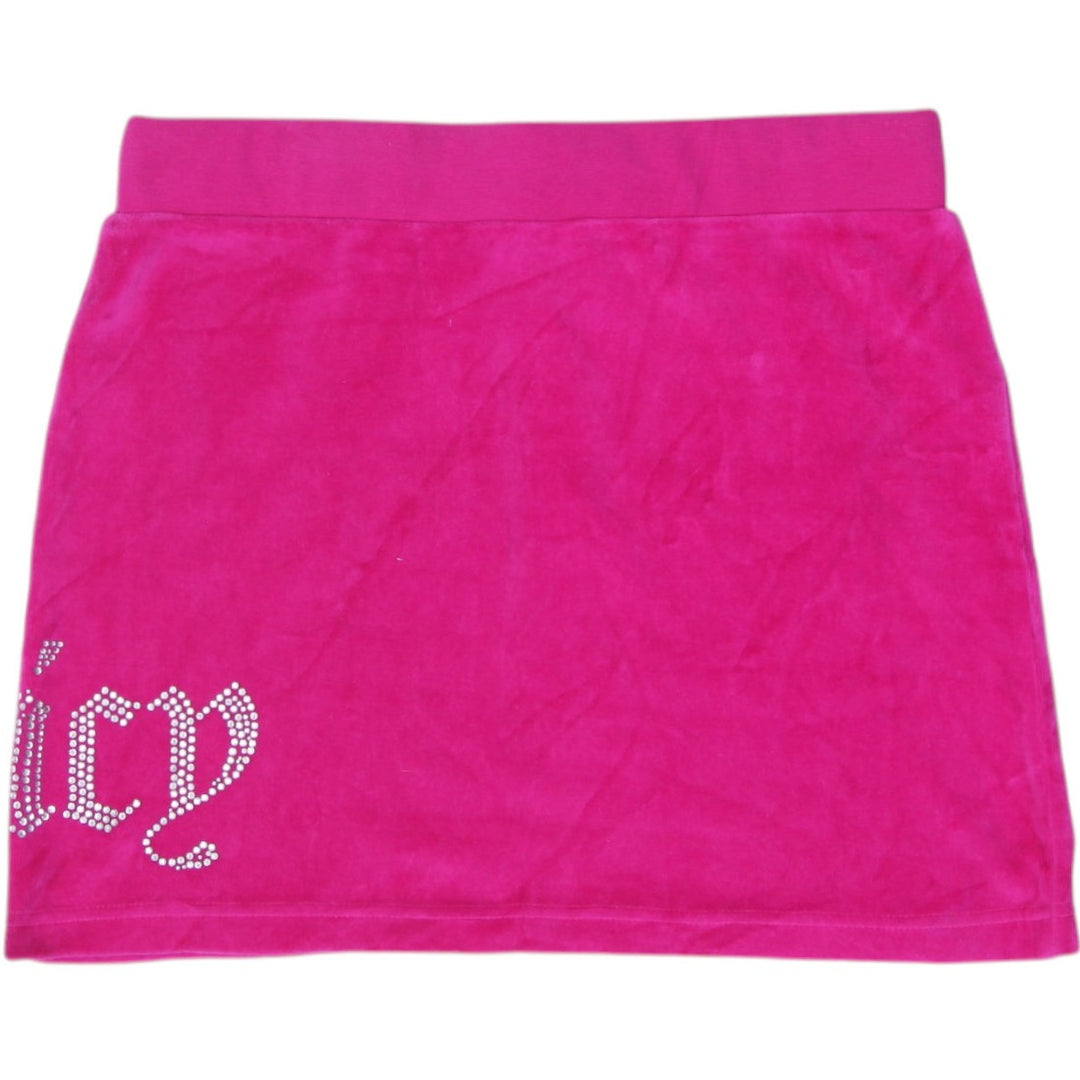 Y2K Ladies Juicy Couture Hot Pink Velour Rhinestone Mini Skirt Size M