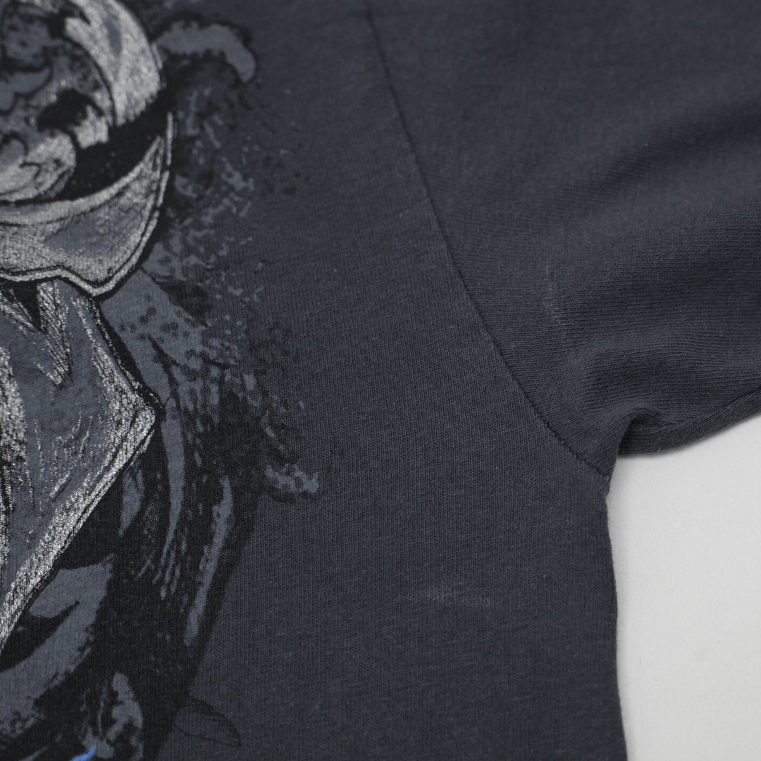 Y2K Mens MMA Elite Double Skull Graphic Long Sleeve T-Shirt Charcoal Grey Size M