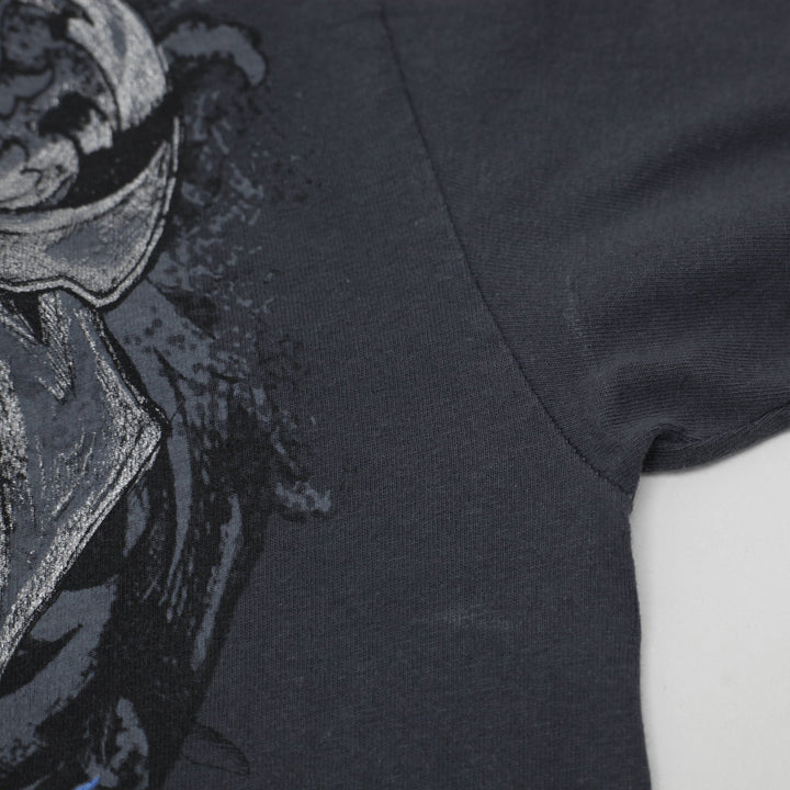 Y2K Mens MMA Elite Double Skull Graphic Long Sleeve T-Shirt Charcoal Grey Size M