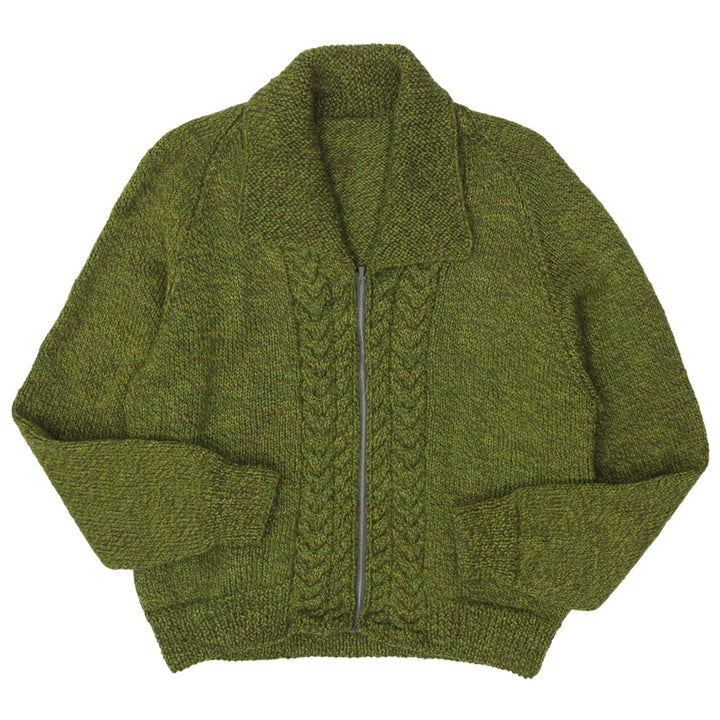 Vintage Green Knitted Full Zip Sweater