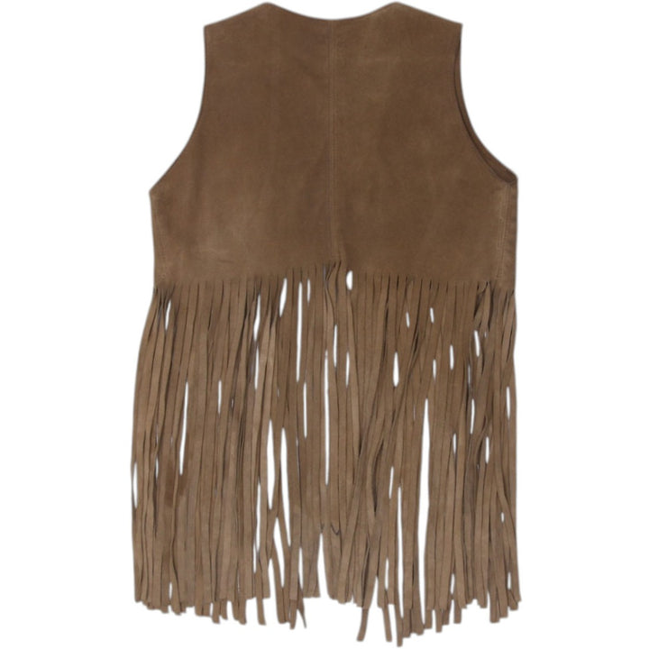 Vintage Ladies Long Fringe Suede Vest M