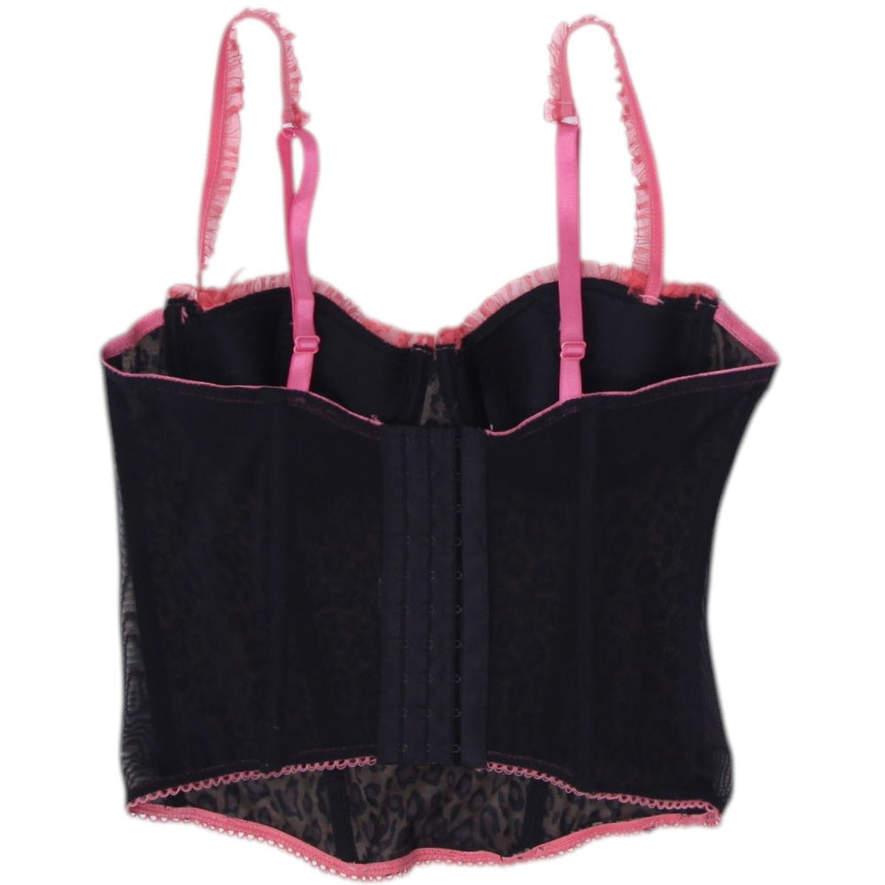 Y2K Ladies Pink Trim Detail Leopard Print Corset Size 36 | Migration_Tops - Side View | Fashion Rerun
