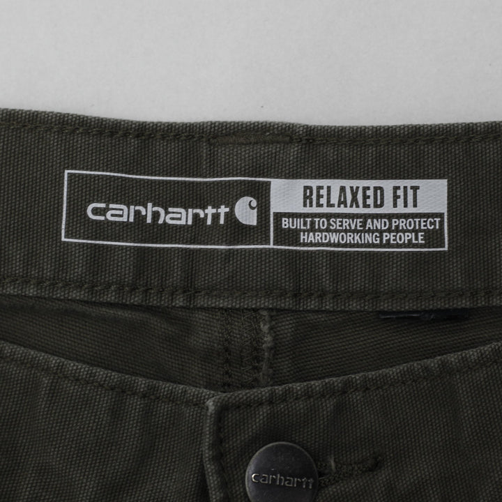 Mens Carhartt Rugged Flex Olive Canvas Double Front Relaxed Fit Workwear Pants | Migration_Pants WW Collectio | Fashion Rerun