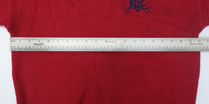 Vintage Embroidered Polo Ralph Lauren Logo Knitted Red Sweater