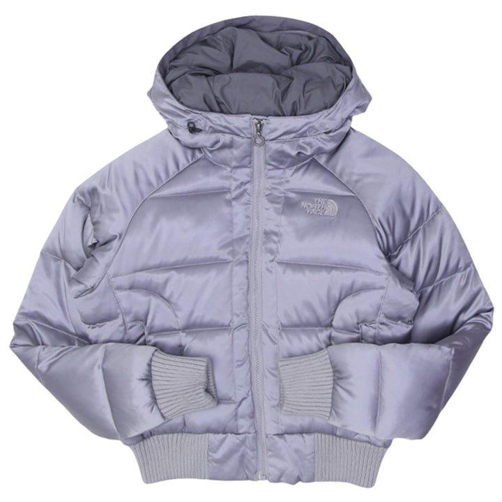 Ladies The North Face Puffer Jacket Silver Insulated Hooded Lightweight