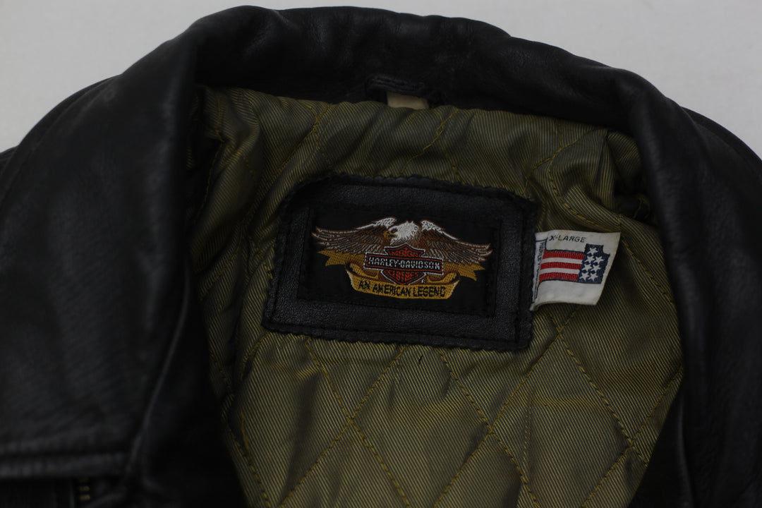 Vintage Harley Davidson Leather Embossed Eagle Studded Motorcycle Jacket