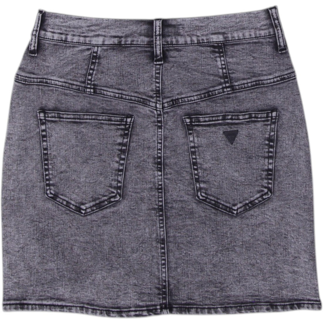 Y2K Ladies High Waisted Casual Gray Denim Mini Skirt Size 38 | Migration_Skirts - Side View | Fashion Rerun
