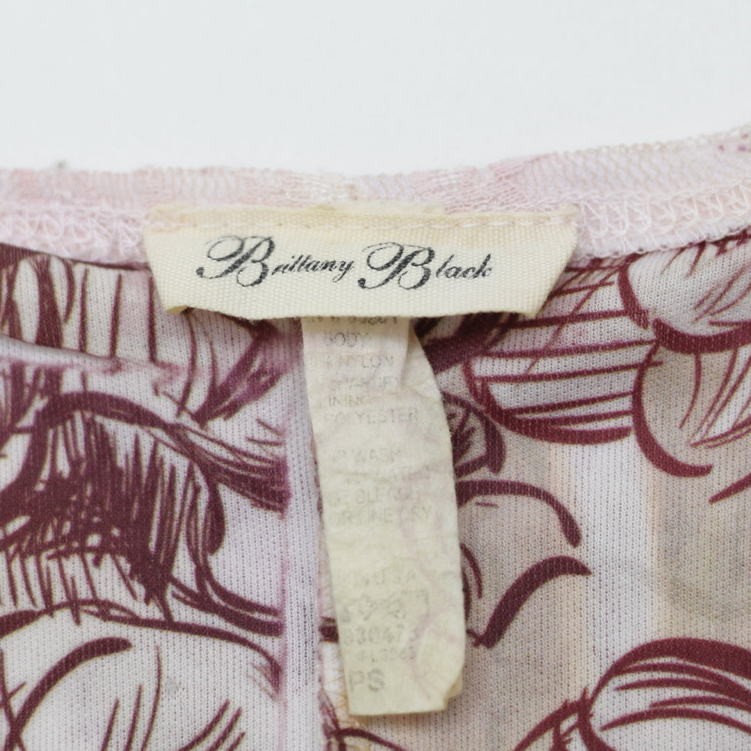 Y2K Ladies Brittany Black Floral Sleeveless Pink Mesh Top