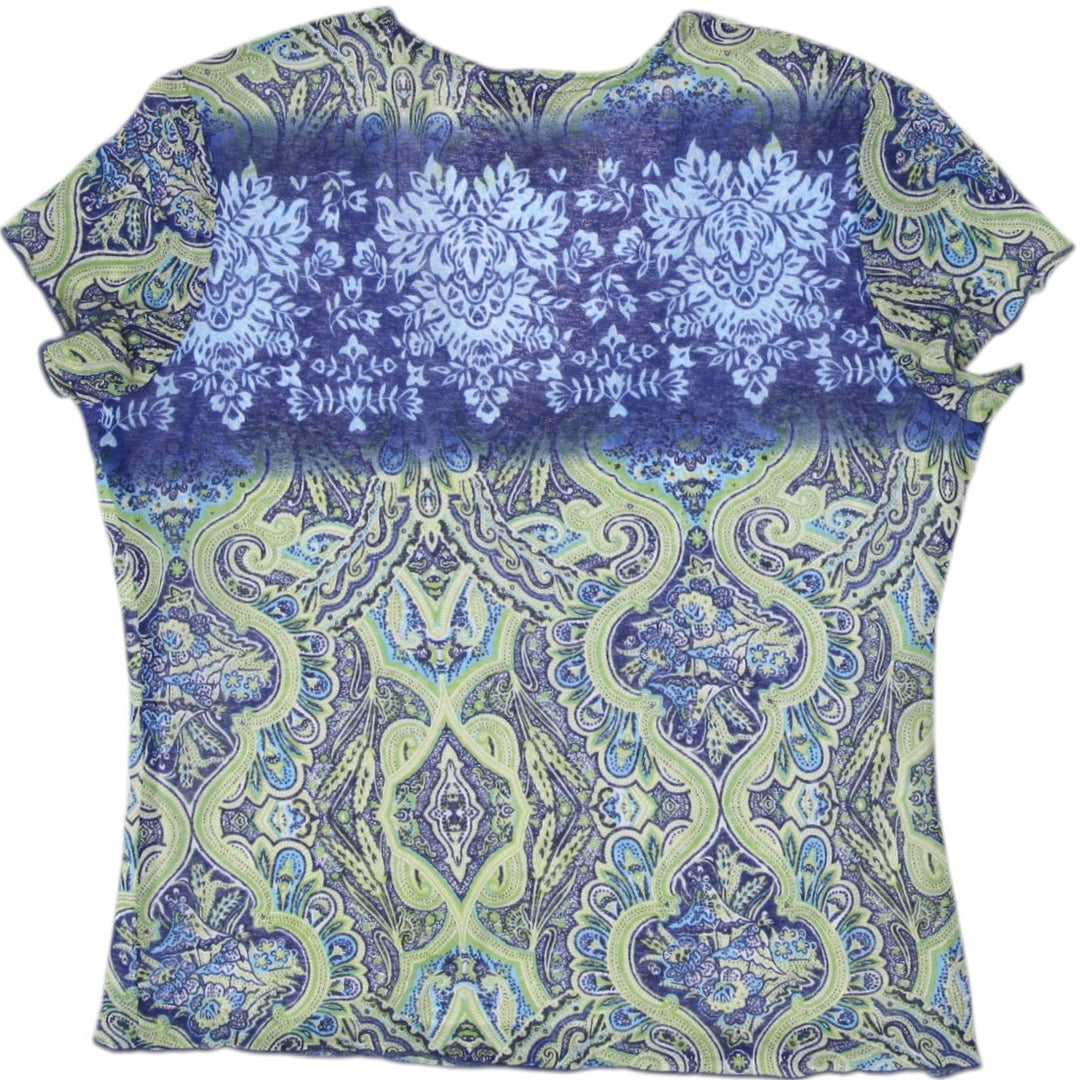 Y2K Ladies Accomplice Paisley Design Short Sleeve Top