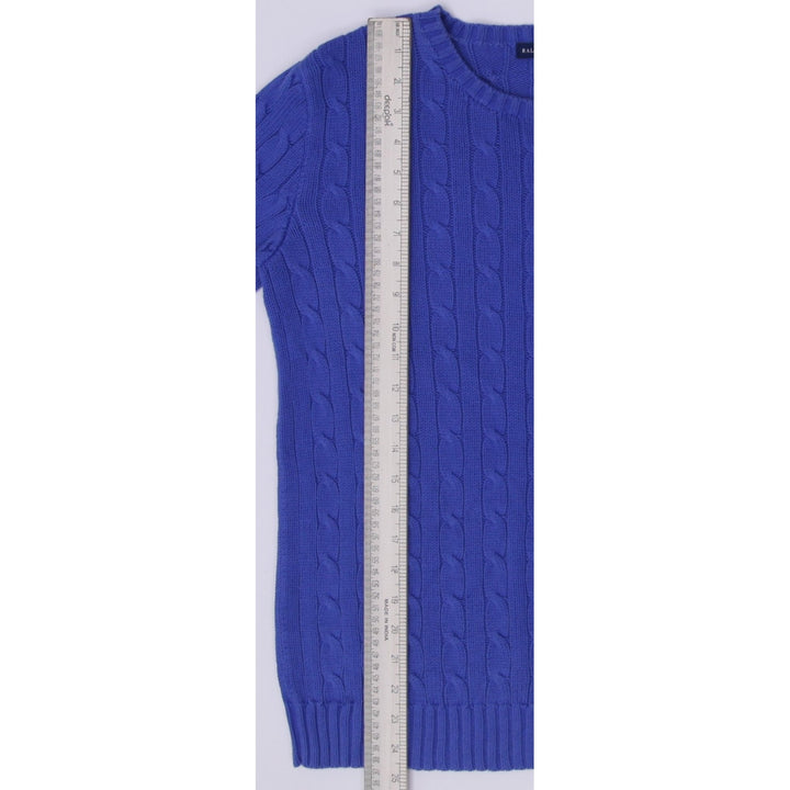 Mens Ralph Lauren Sweater Blue Cable Knit Embroidered Logo Size L